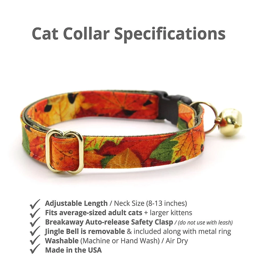 PetSmart Forever Fall Breakaway Cat Collar with Autumn Leaves Design by Cleo