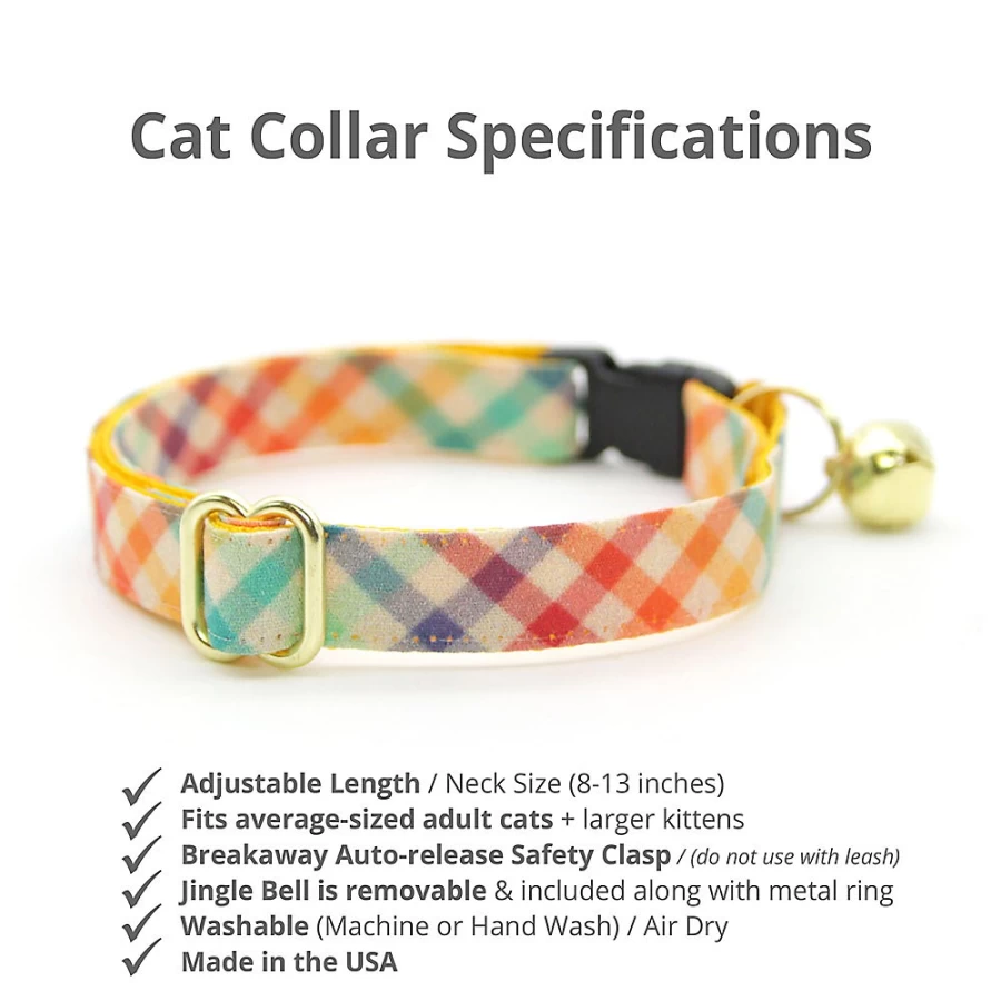 PetSmart Golden Hour Rainbow Plaid Breakaway Cat Collar by Made By Cleo