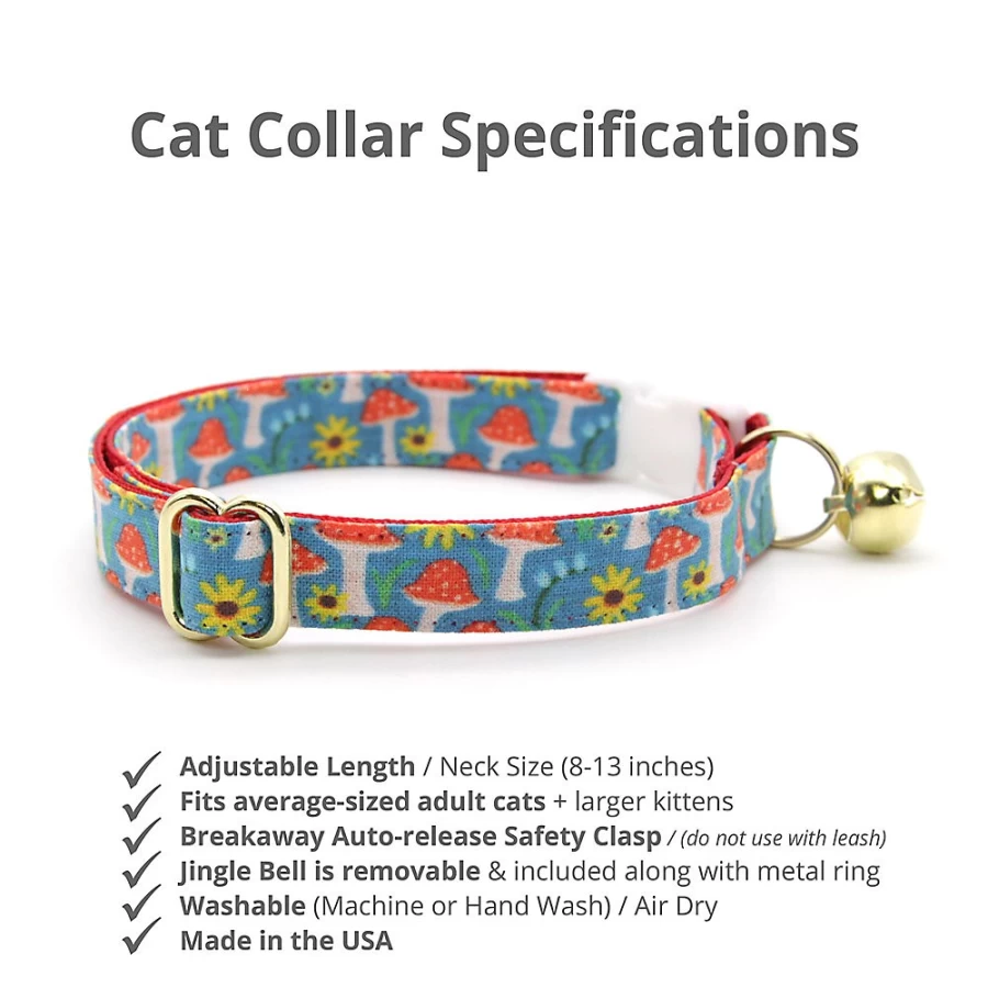 PetSmart Cleo Magic Mushrooms Breakaway Cat Collar - Toadstool Design for Safety