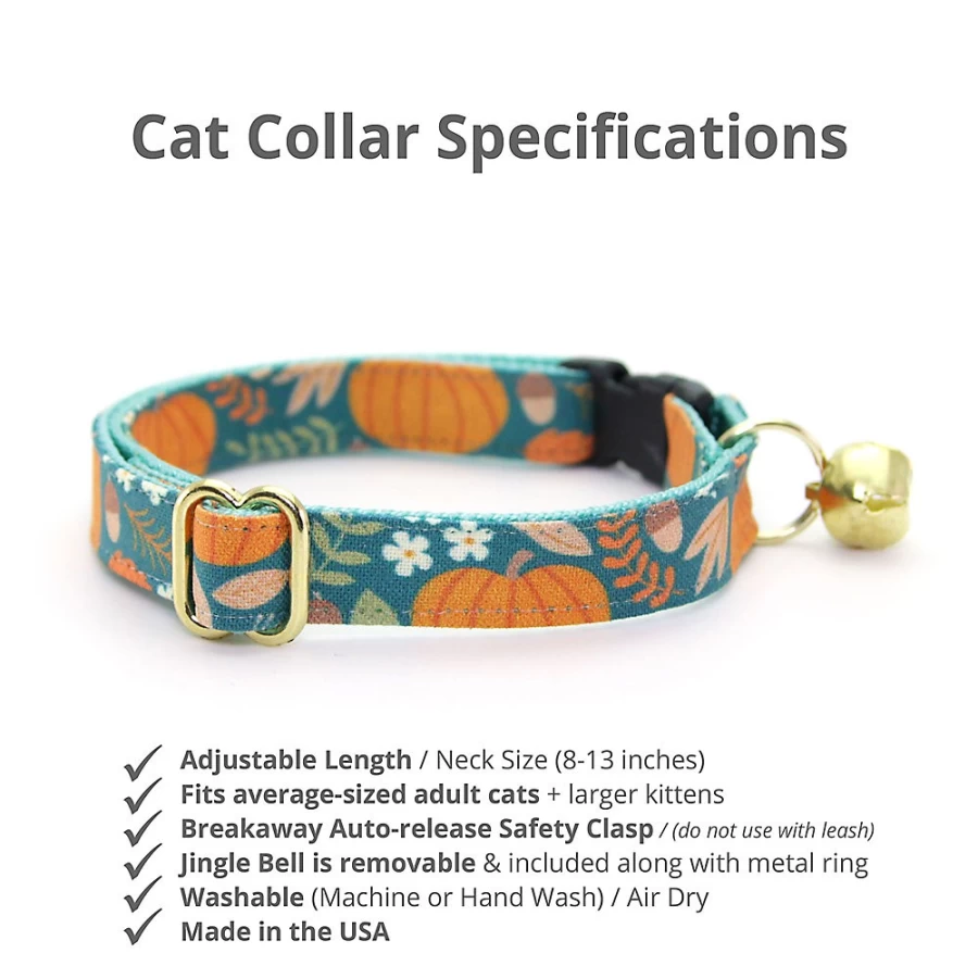 PetSmart Cleo Pumpkin Patch Fall Breakaway Cat Collar for Safe Seasonal Style
