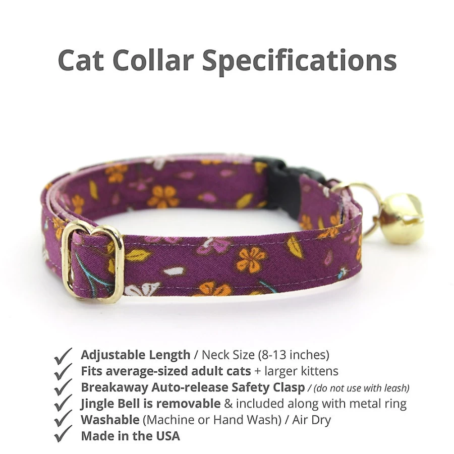 PetSmart Spiced Plum Floral Breakaway Cat Collar by Made By Cleo