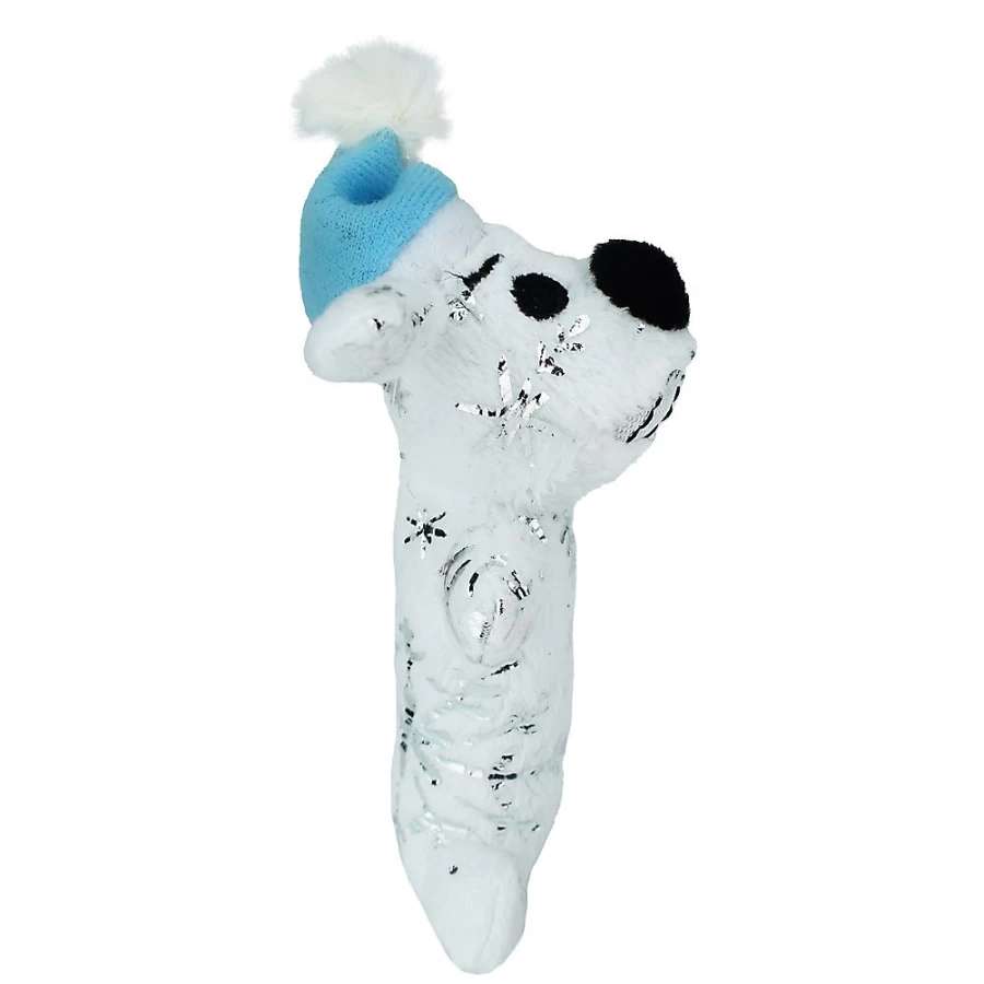PetSmart Multipet Holiday Bobo Cat Toy with Squeaker - Silver Snowflakes Design