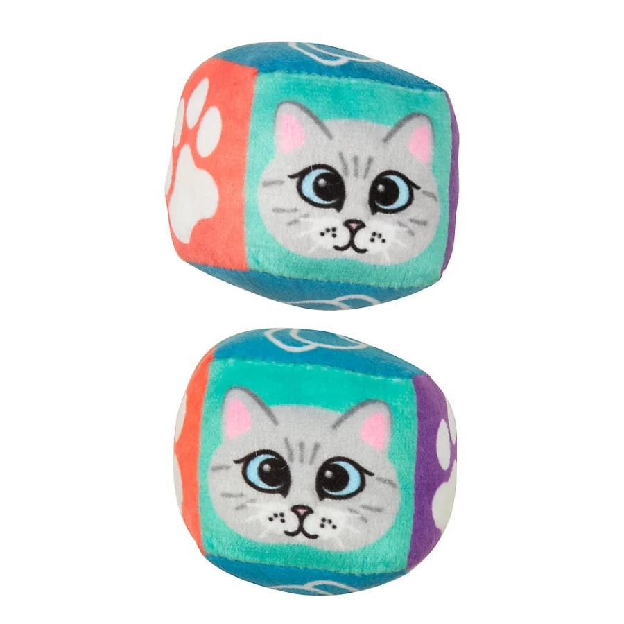 PetSmart Nala Cat Plush Toy with Catnip & Safety Bell - Soft Cube Plushie, 2-Pack Cat Toys for Play & Cuddling