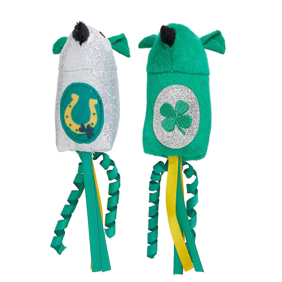 PetSmart Whisker City Cat Toys - 2 Pack Green & White Mice for Play