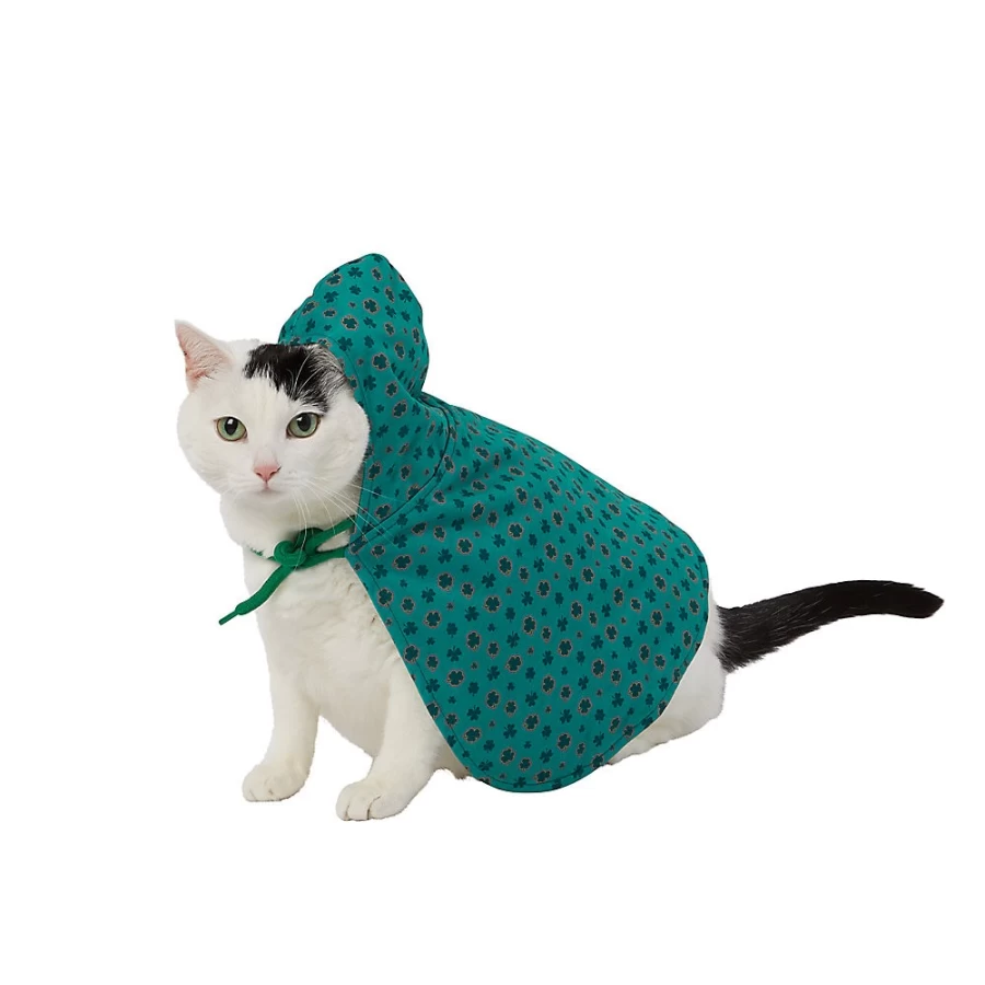 PetSmart Whisker City Shamrock Cat Costume - Festive St. Patrick's Day Cape for Cats