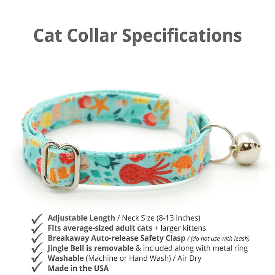 PetSmart Cleo Ocean Life Breakaway Cat Collar - Beach Themed Safety Collar for Cats