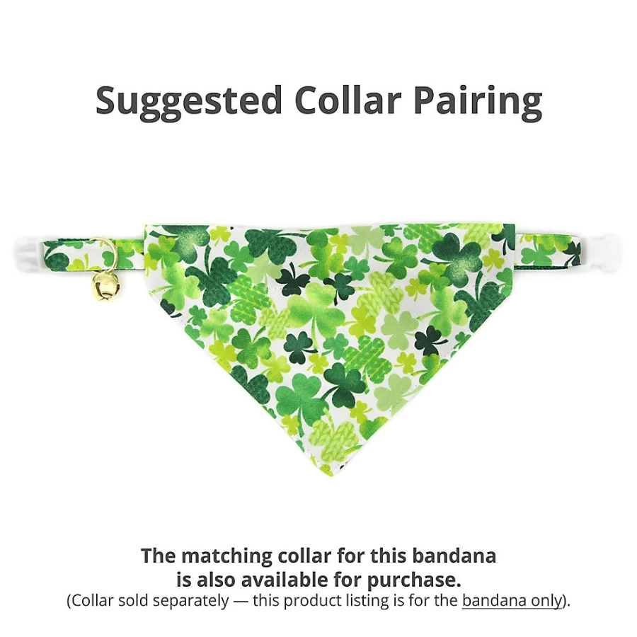 PetSmart St. Patrick's Day Shamrock Cat Bandana - Slide-On Green Pet Accessory for Cats