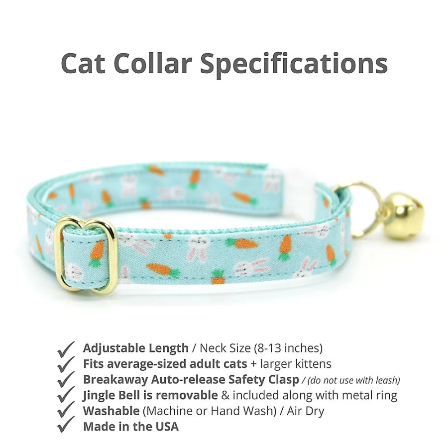 PetSmart Cleo Easter Bunnies & Carrots Breakaway Cat Collar for Holiday Safety
